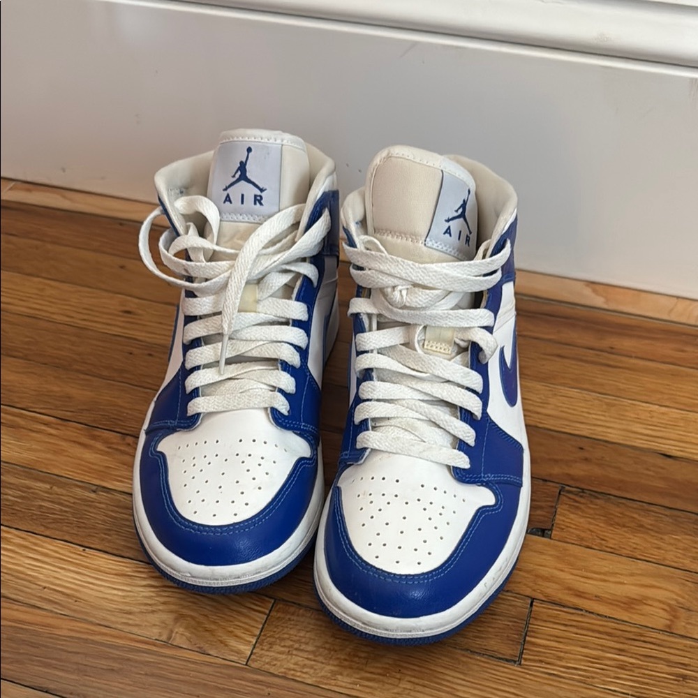 Nike Blue and White Jordans